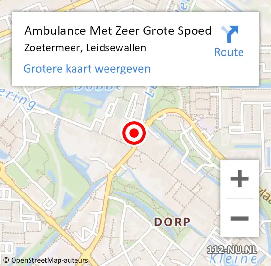 Locatie op kaart van de 112 melding: Ambulance Met Zeer Grote Spoed Naar Zoetermeer, Leidsewallen op 1 april 2024 15:06