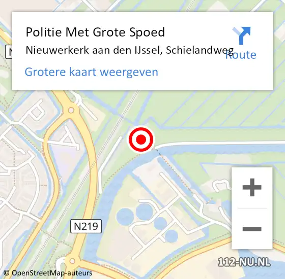 Locatie op kaart van de 112 melding: Politie Met Grote Spoed Naar Nieuwerkerk aan den IJssel, Schielandweg op 1 april 2024 15:23