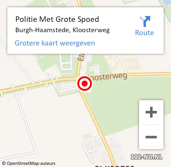 Locatie op kaart van de 112 melding: Politie Met Grote Spoed Naar Burgh-Haamstede, Kloosterweg op 1 april 2024 15:32
