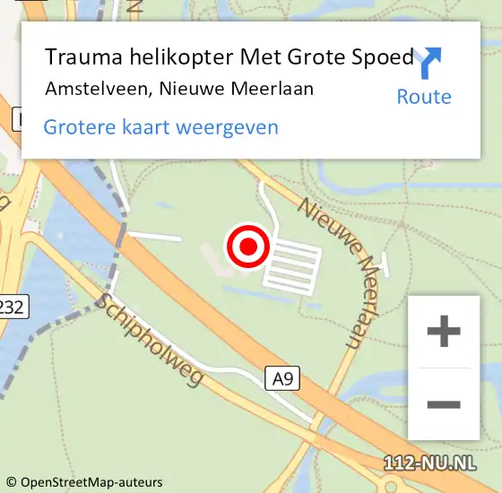 Locatie op kaart van de 112 melding: Trauma helikopter Met Grote Spoed Naar Amstelveen, Nieuwe Meerlaan op 1 april 2024 15:37