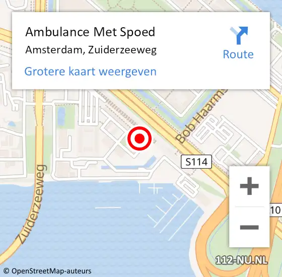 Locatie op kaart van de 112 melding: Ambulance Met Spoed Naar Amsterdam, Zuiderzeeweg op 1 april 2024 15:38