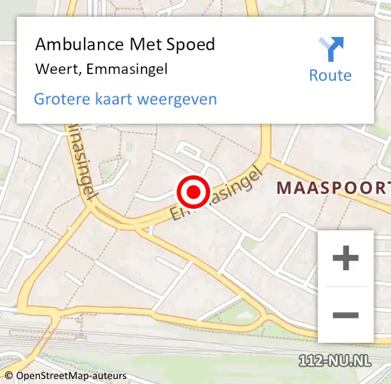 Locatie op kaart van de 112 melding: Ambulance Met Spoed Naar Weert, Emmasingel op 1 april 2024 15:50