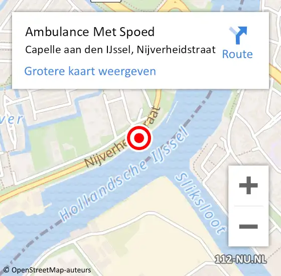 Locatie op kaart van de 112 melding: Ambulance Met Spoed Naar Capelle aan den IJssel, Nijverheidstraat op 1 april 2024 16:00
