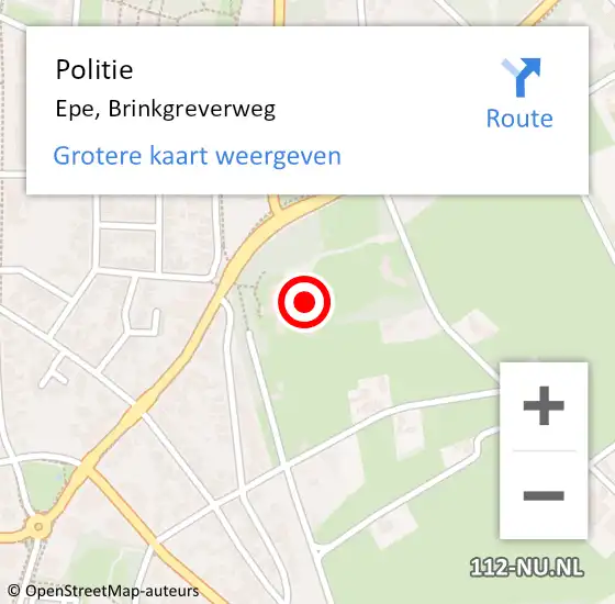 Locatie op kaart van de 112 melding: Politie Epe, Brinkgreverweg op 1 april 2024 16:01