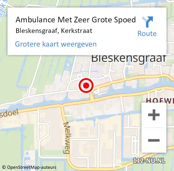 Locatie op kaart van de 112 melding: Ambulance Met Zeer Grote Spoed Naar Bleskensgraaf, Kerkstraat op 1 april 2024 16:03