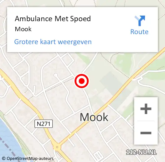 Locatie op kaart van de 112 melding: Ambulance Met Spoed Naar Mook op 1 april 2024 16:04