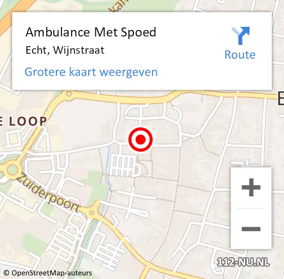 Locatie op kaart van de 112 melding: Ambulance Met Spoed Naar Echt, Wijnstraat op 1 april 2024 16:19