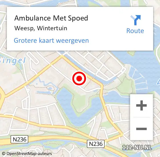 Locatie op kaart van de 112 melding: Ambulance Met Spoed Naar Weesp, Wintertuin op 1 april 2024 16:20