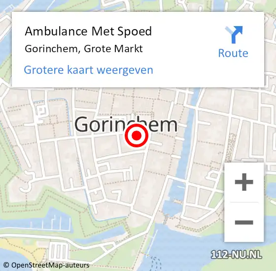 Locatie op kaart van de 112 melding: Ambulance Met Spoed Naar Gorinchem, Grote Markt op 1 april 2024 16:20