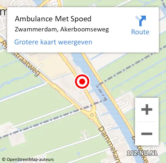 Locatie op kaart van de 112 melding: Ambulance Met Spoed Naar Zwammerdam, Akerboomseweg op 1 april 2024 16:33