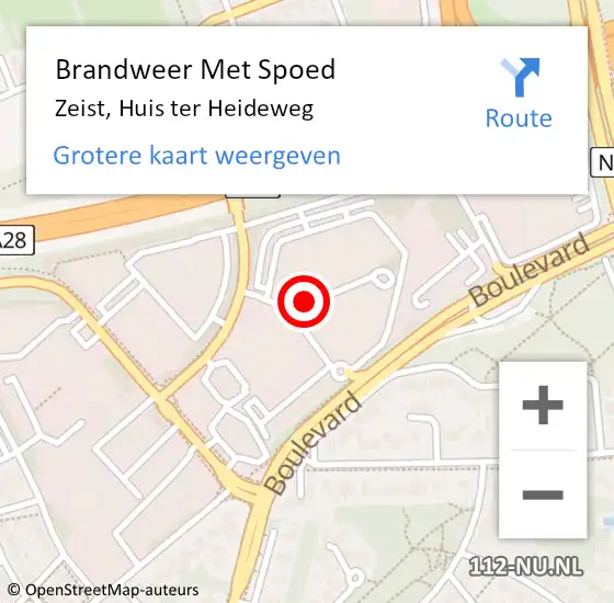 Locatie op kaart van de 112 melding: Brandweer Met Spoed Naar Zeist, Huis ter Heideweg op 1 april 2024 16:56