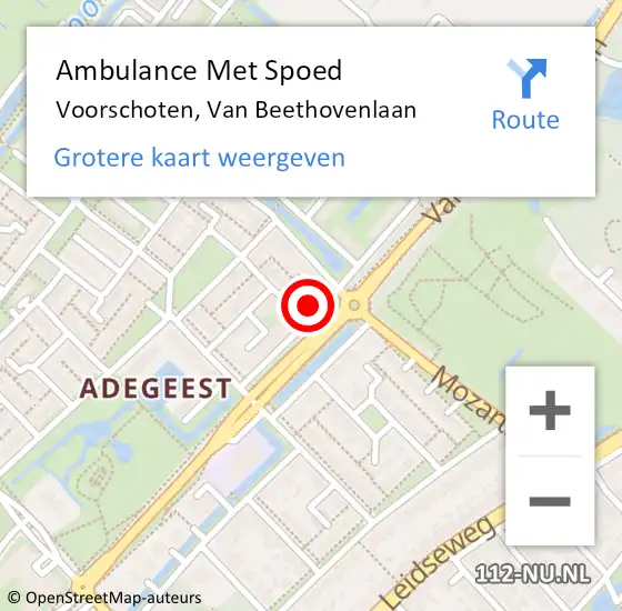 Locatie op kaart van de 112 melding: Ambulance Met Spoed Naar Voorschoten, Van Beethovenlaan op 1 april 2024 17:00