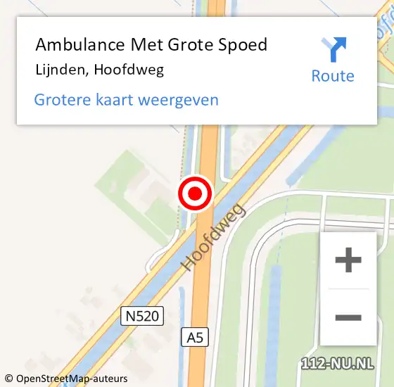 Locatie op kaart van de 112 melding: Ambulance Met Grote Spoed Naar Lijnden, Hoofdweg op 1 april 2024 17:10