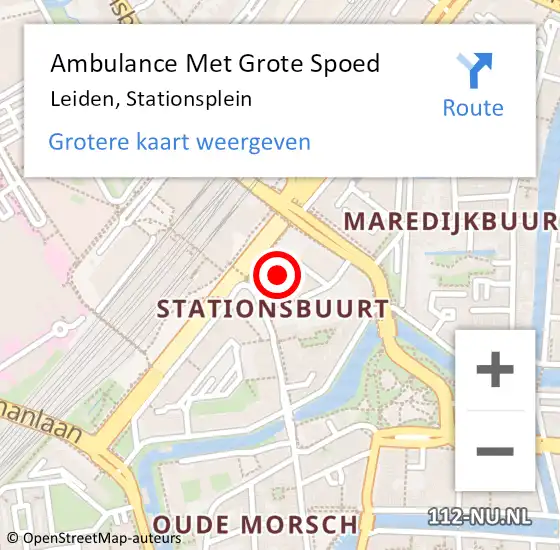 Locatie op kaart van de 112 melding: Ambulance Met Grote Spoed Naar Leiden, Stationsplein op 1 april 2024 17:14