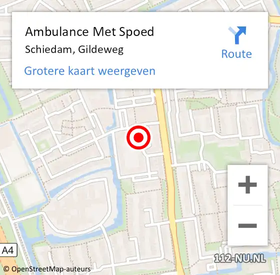 Locatie op kaart van de 112 melding: Ambulance Met Spoed Naar Schiedam, Gildeweg op 1 april 2024 17:28