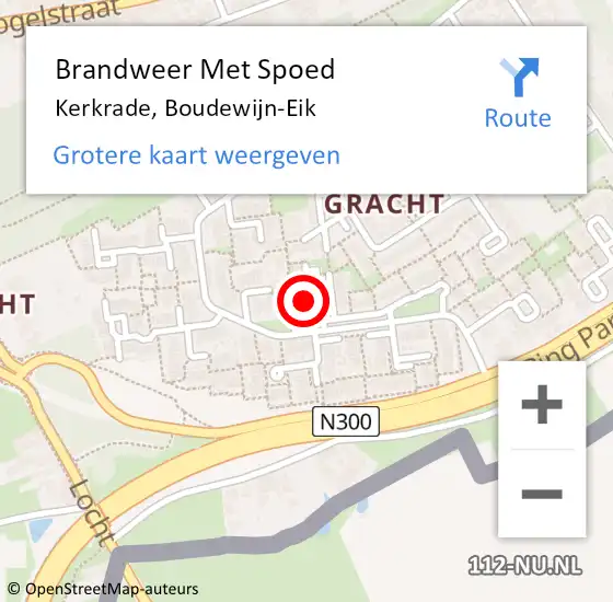 Locatie op kaart van de 112 melding: Brandweer Met Spoed Naar Kerkrade, Boudewijn-Eik op 1 april 2024 18:05