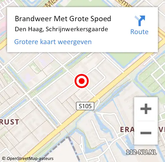 Locatie op kaart van de 112 melding: Brandweer Met Grote Spoed Naar Den Haag, Schrijnwerkersgaarde op 1 april 2024 18:23