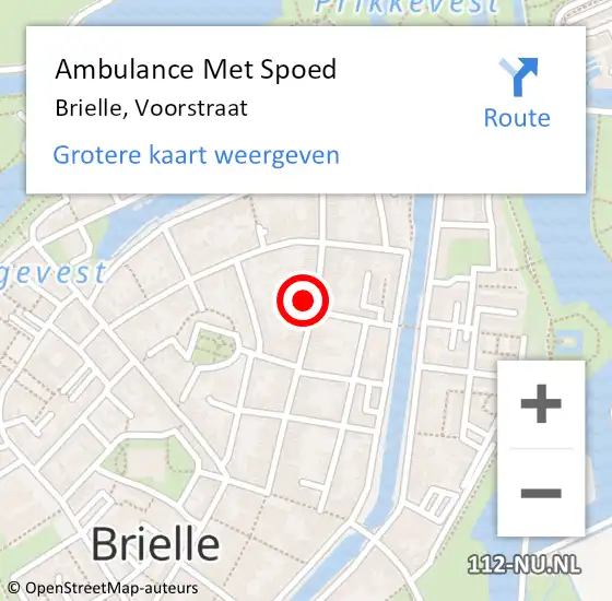 Locatie op kaart van de 112 melding: Ambulance Met Spoed Naar Brielle, Voorstraat op 1 april 2024 18:52