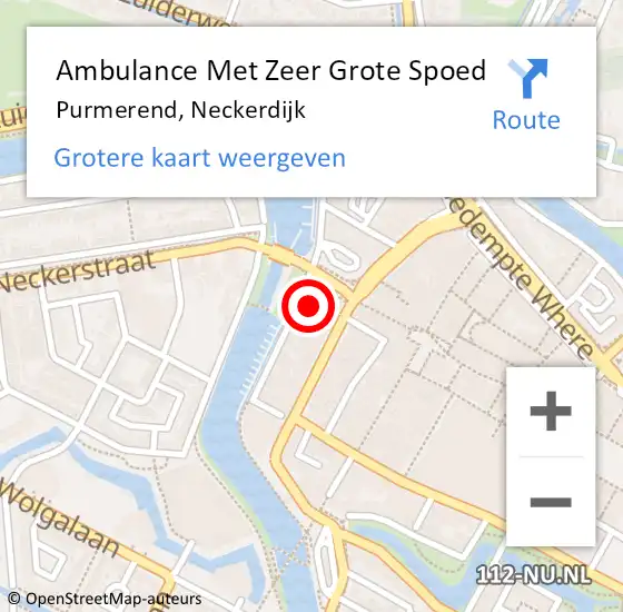 Locatie op kaart van de 112 melding: Ambulance Met Zeer Grote Spoed Naar Purmerend, Neckerdijk op 1 april 2024 18:58