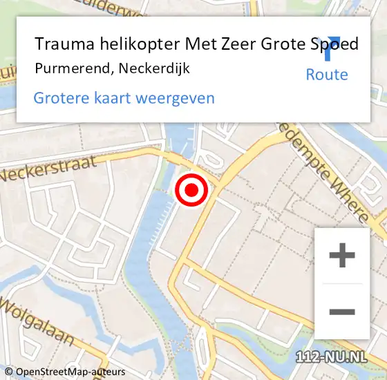 Locatie op kaart van de 112 melding: Trauma helikopter Met Zeer Grote Spoed Naar Purmerend, Neckerdijk op 1 april 2024 18:58