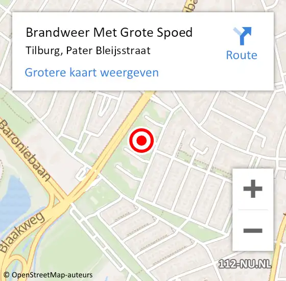 Locatie op kaart van de 112 melding: Brandweer Met Grote Spoed Naar Tilburg, Pater Bleijsstraat op 1 april 2024 19:28