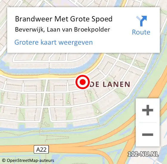 Locatie op kaart van de 112 melding: Brandweer Met Grote Spoed Naar Beverwijk, Laan van Broekpolder op 1 april 2024 20:13