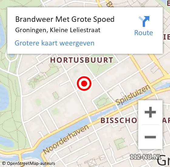 Locatie op kaart van de 112 melding: Brandweer Met Grote Spoed Naar Groningen, Kleine Leliestraat op 1 april 2024 20:31