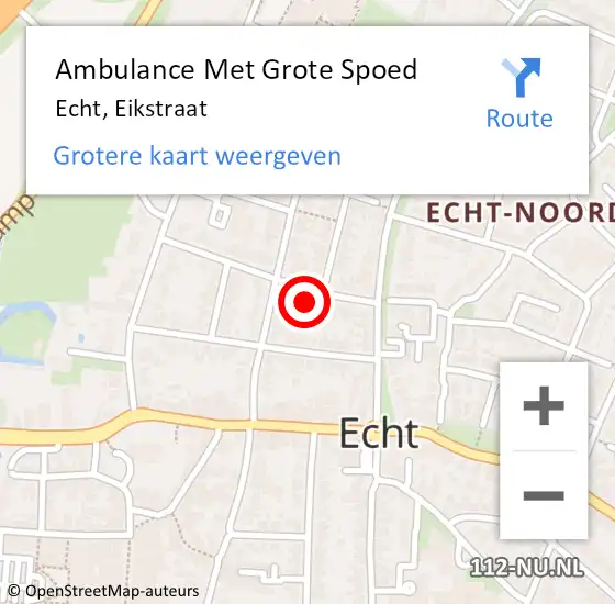 Locatie op kaart van de 112 melding: Ambulance Met Grote Spoed Naar Echt, Eikstraat op 1 april 2024 20:38