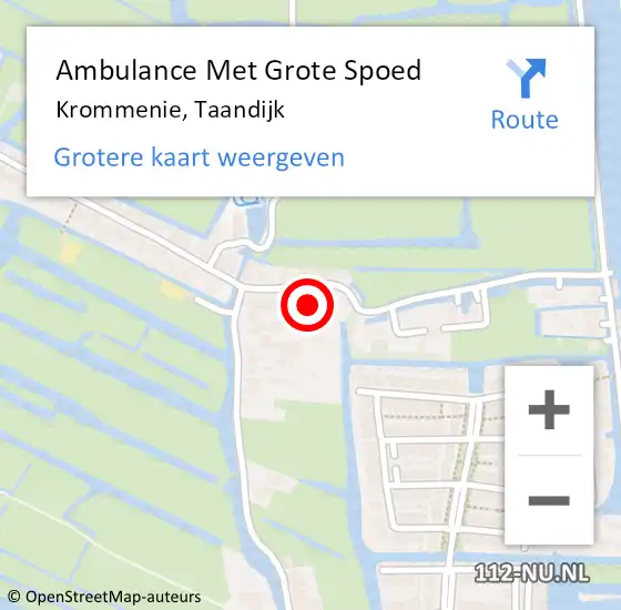 Locatie op kaart van de 112 melding: Ambulance Met Grote Spoed Naar Krommenie, Taandijk op 1 april 2024 20:48