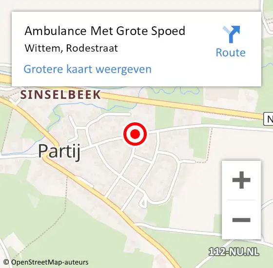 Locatie op kaart van de 112 melding: Ambulance Met Grote Spoed Naar Wittem, Rodestraat op 1 oktober 2014 03:14