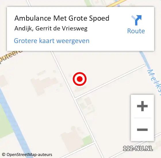 Locatie op kaart van de 112 melding: Ambulance Met Grote Spoed Naar Andijk, Gerrit de Vriesweg op 1 april 2024 22:27