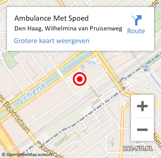 Locatie op kaart van de 112 melding: Ambulance Met Spoed Naar Den Haag, Wilhelmina van Pruisenweg op 1 april 2024 22:33