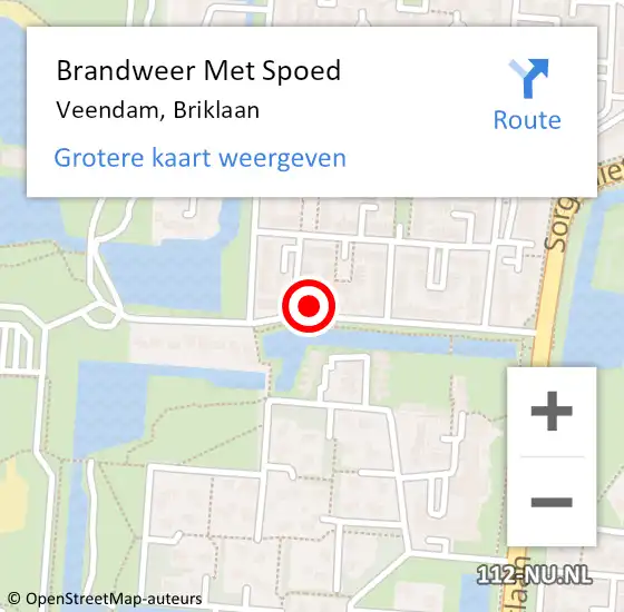 Locatie op kaart van de 112 melding: Brandweer Met Spoed Naar Veendam, Briklaan op 1 april 2024 22:35