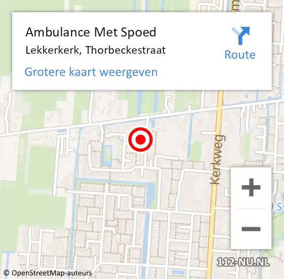 Locatie op kaart van de 112 melding: Ambulance Met Spoed Naar Lekkerkerk, Thorbeckestraat op 1 oktober 2014 03:47