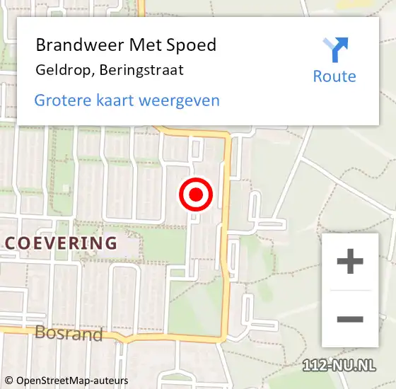 Locatie op kaart van de 112 melding: Brandweer Met Spoed Naar Geldrop, Beringstraat op 1 april 2024 22:56