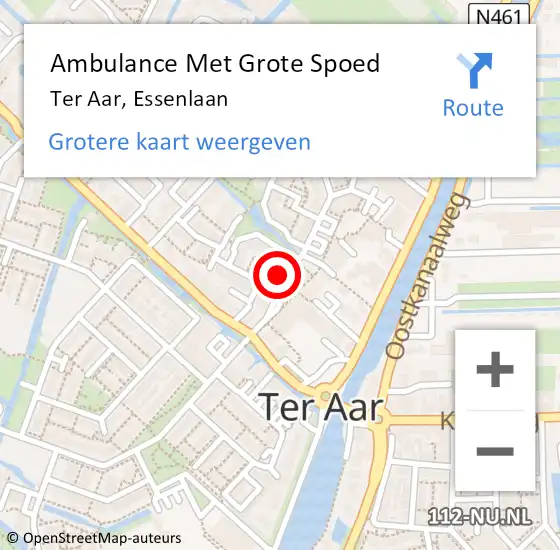 Locatie op kaart van de 112 melding: Ambulance Met Grote Spoed Naar Ter Aar, Essenlaan op 1 april 2024 23:42