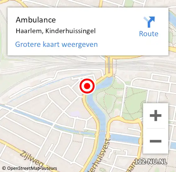 Locatie op kaart van de 112 melding: Ambulance Haarlem, Kinderhuissingel op 1 april 2024 23:58