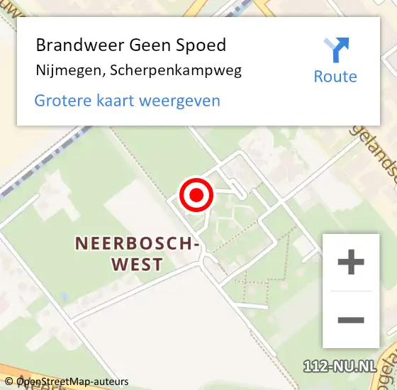 Locatie op kaart van de 112 melding: Brandweer Geen Spoed Naar Nijmegen, Scherpenkampweg op 2 april 2024 00:29