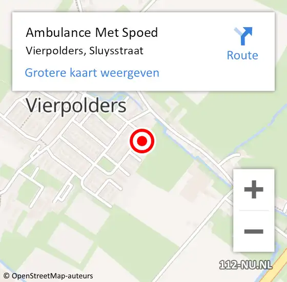 Locatie op kaart van de 112 melding: Ambulance Met Spoed Naar Vierpolders, Sluysstraat op 2 april 2024 03:30
