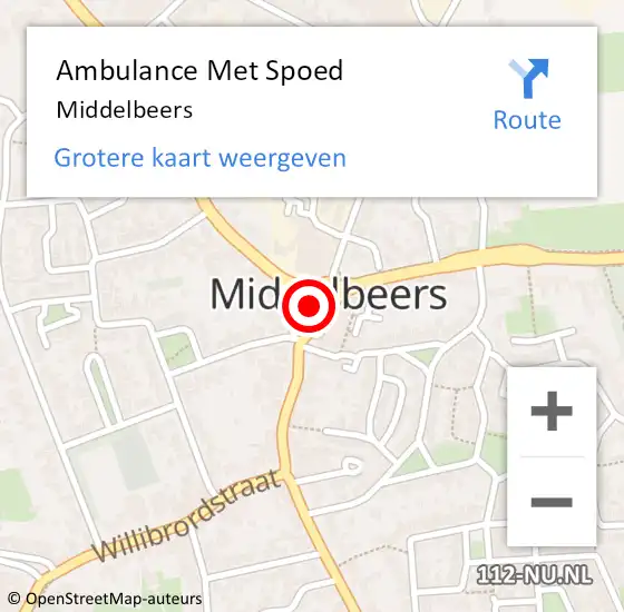 Locatie op kaart van de 112 melding: Ambulance Met Spoed Naar Middelbeers op 2 april 2024 05:37