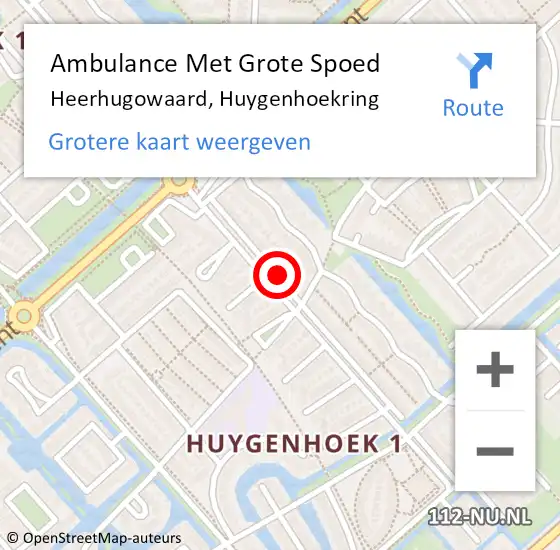 Locatie op kaart van de 112 melding: Ambulance Met Grote Spoed Naar Heerhugowaard, Huygenhoekring op 2 april 2024 05:37