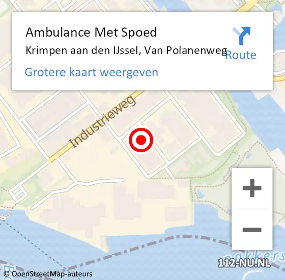 Locatie op kaart van de 112 melding: Ambulance Met Spoed Naar Krimpen aan den IJssel, Van Polanenweg op 2 april 2024 06:36