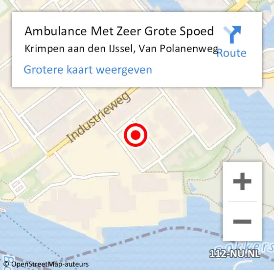 Locatie op kaart van de 112 melding: Ambulance Met Zeer Grote Spoed Naar Krimpen aan den IJssel, Van Polanenweg op 2 april 2024 06:38