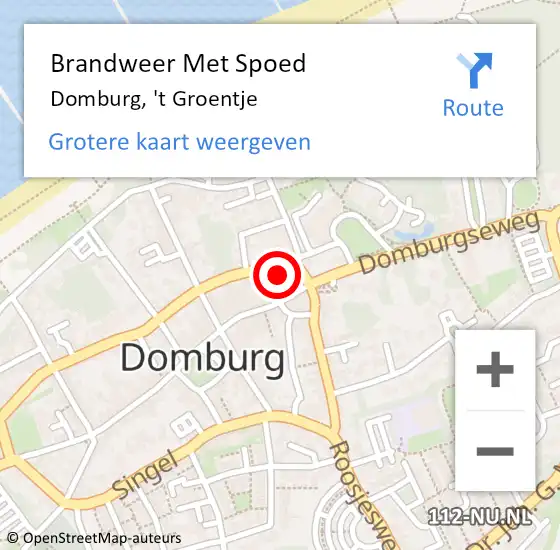 Locatie op kaart van de 112 melding: Brandweer Met Spoed Naar Domburg, 't Groentje op 2 april 2024 06:41