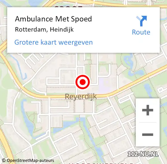 Locatie op kaart van de 112 melding: Ambulance Met Spoed Naar Rotterdam, Heindijk op 2 april 2024 07:08