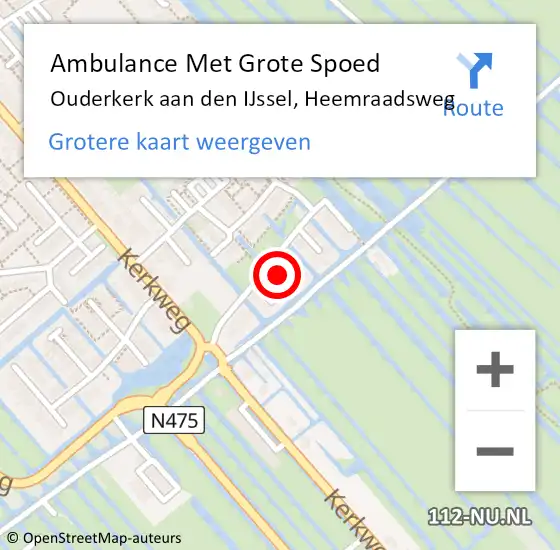 Locatie op kaart van de 112 melding: Ambulance Met Grote Spoed Naar Ouderkerk aan den IJssel, Heemraadsweg op 2 april 2024 07:10