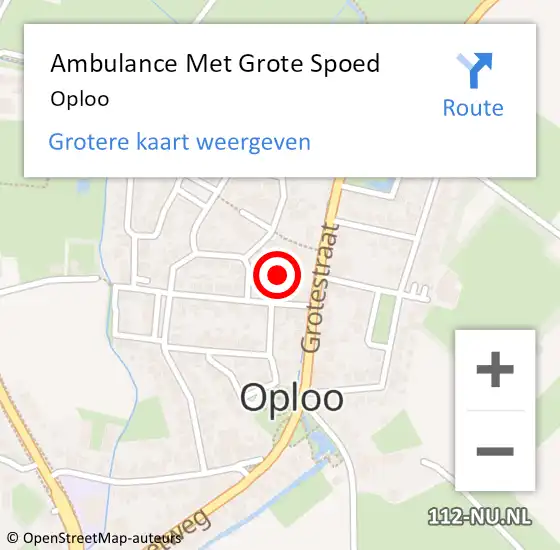 Locatie op kaart van de 112 melding: Ambulance Met Grote Spoed Naar Oploo op 2 april 2024 07:23