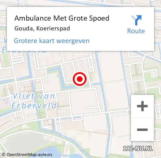 Locatie op kaart van de 112 melding: Ambulance Met Grote Spoed Naar Gouda, Koerierspad op 2 april 2024 08:08