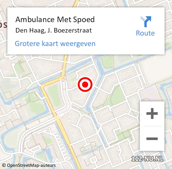 Locatie op kaart van de 112 melding: Ambulance Met Spoed Naar Den Haag, J. Boezerstraat op 2 april 2024 08:52