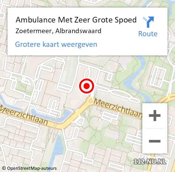 Locatie op kaart van de 112 melding: Ambulance Met Zeer Grote Spoed Naar Zoetermeer, Albrandswaard op 2 april 2024 09:14